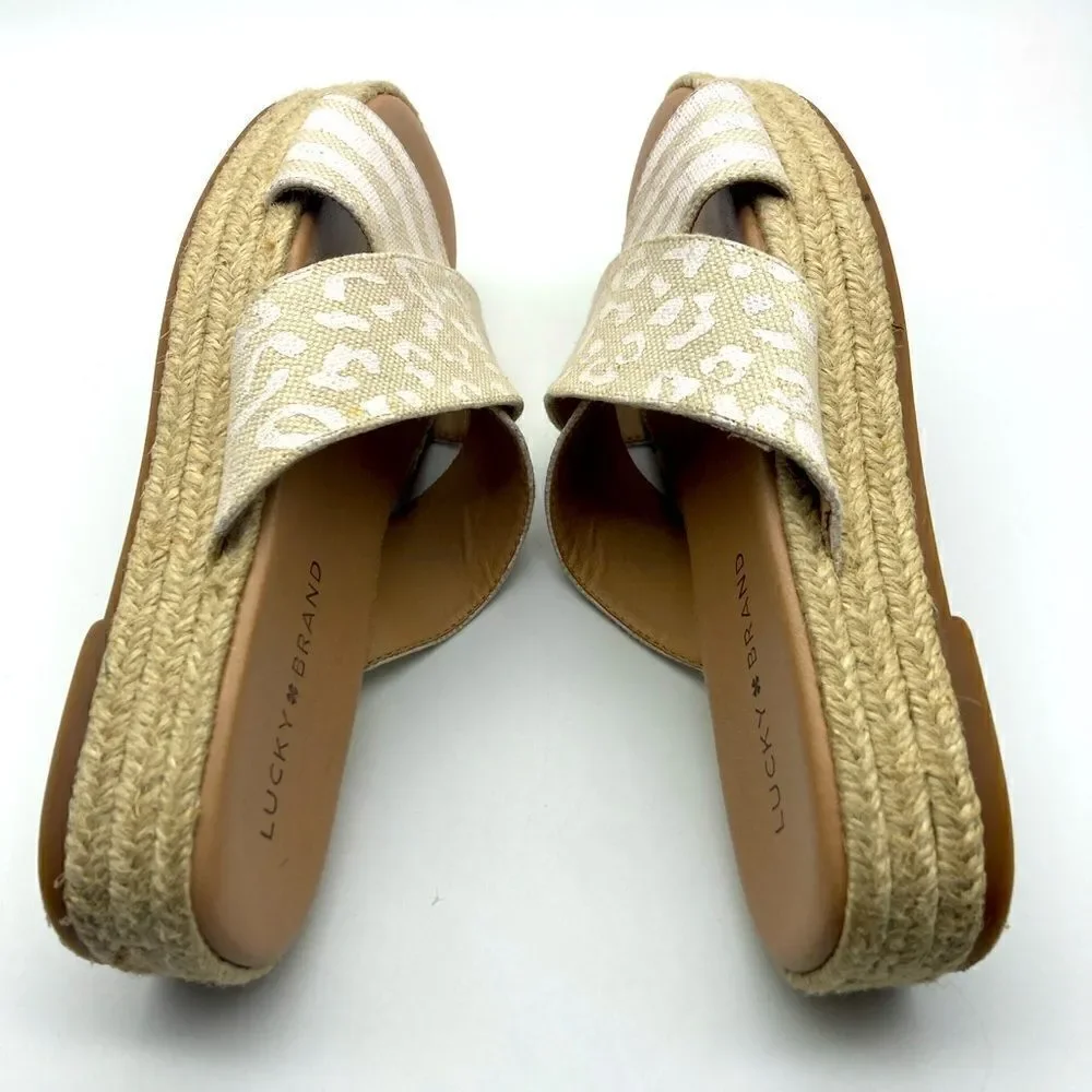 Lucky & Brand Gayte Animal Print Espadrille Sandals Size 6M/36,5 Made in Brazil